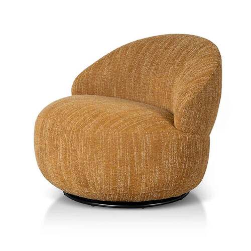 Elise Swivel Fabric Lounge Chair - Ginger Brown