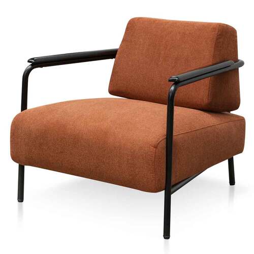Jaspa Fabric Armchair - Burnt Orange - Black Legs