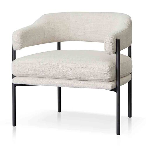 Diana Rustic Beige Fabric Armchair - Black Legs