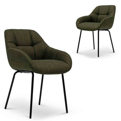 Set of 2 - Adele Fabric Dining Chair - Pine Green