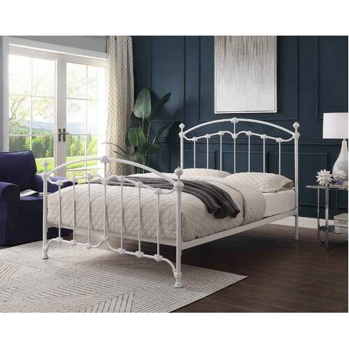 Katrina White Cast and Wrought Iron Bed Frame