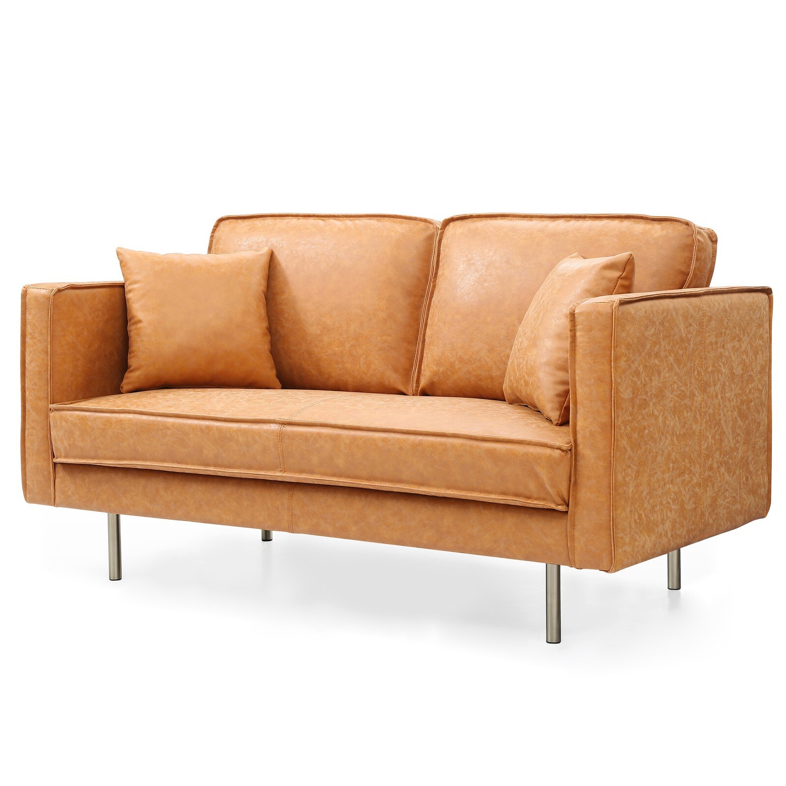 Byron Faux Leather 2 Seater Sofa Brown