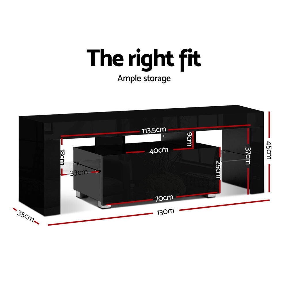 Delta TV Entertainment Unit Stand RGB LED Gloss Black 130cm
