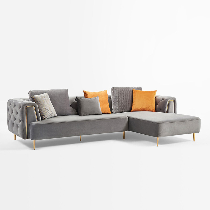 Dior 3 Seater Sofa with Right Hand Chaise - Grey