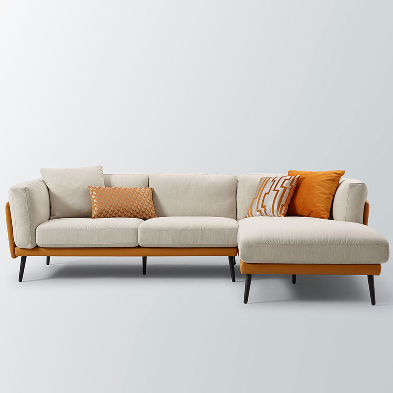 Nikko 3 Seater Sofa With Right Hand Chaise Orange & Beige