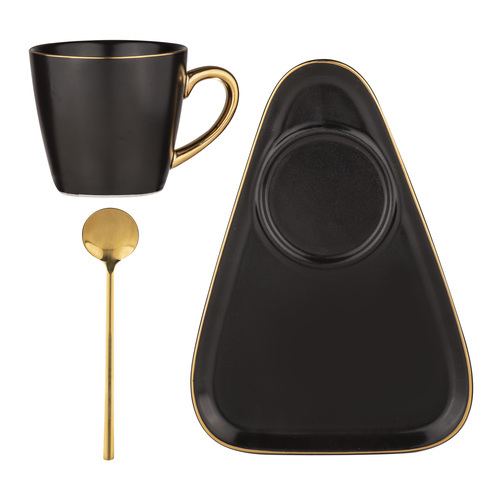 Asteria Black Mug Plate + Spoon Set