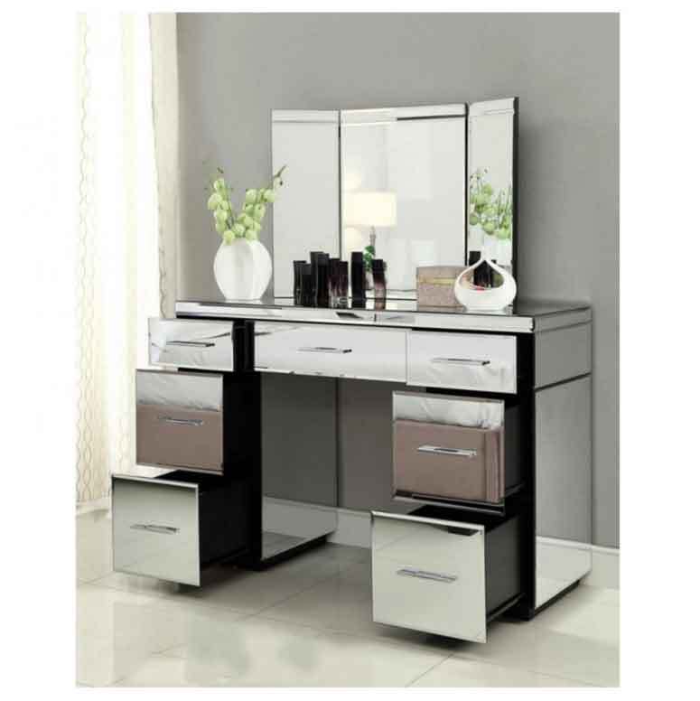 7 drawer mirrored dressing sales table