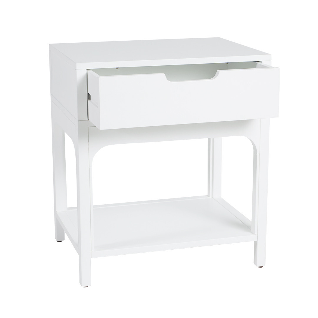 Arco Wooden Bedside Table, Small, White