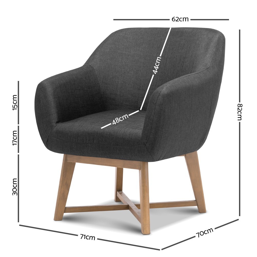 Austin Fabric Tub Lounge Armchair - Charcoal