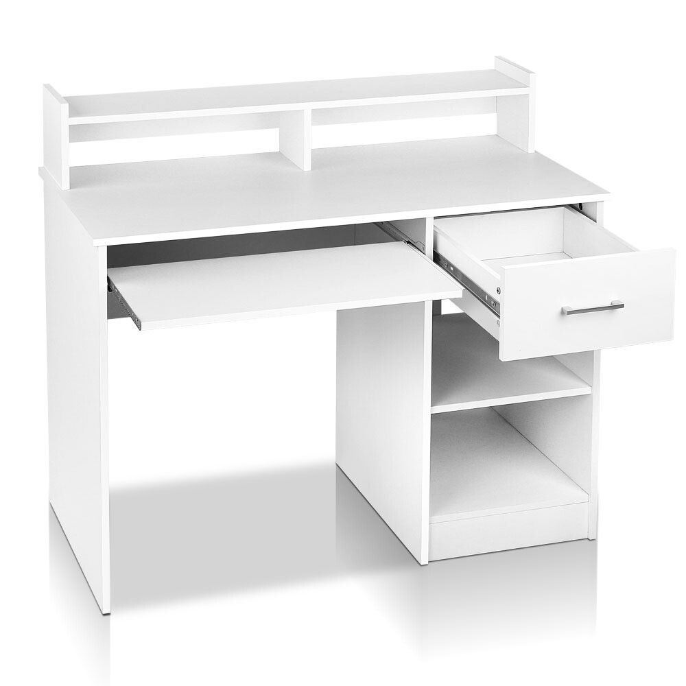 Block Desk with Storage - White