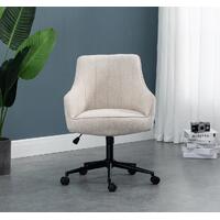 Stella Beige Lined Linen Fabric Upholstered Office Chair