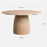 Flute 1.4m Round Dining Table - Natural