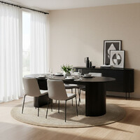 Nola 2m Wooden Dining Table - Black