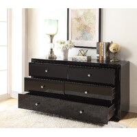 Boulevard Black Glass Low Chest 6 Drawers