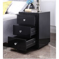 Venice Black Glass Bedside Table