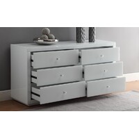 Venice White Glass Low Chest 6 Drawers