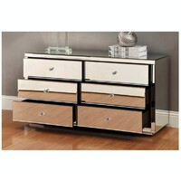 Venice Silver Mirror Low Chest 6 Drawers