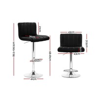 Trac Faux Leather Bar Stool Gas Lift Swivel Set of 2 - Black