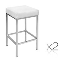 Catalina Faux Leather Bar Stool Set of 2 White