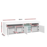 Delta TV Entertainment Unit Stand RGB LED Gloss White 180cm