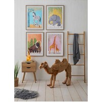 Kid's Framed Wall Art Large Colourful Animal Set of 4