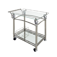 Swan Chrome Glass Mirror Bar Cart