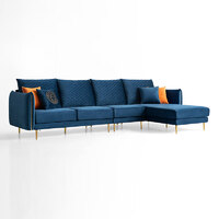 Versace 4 Seater Sofa with Right Hand Chaise - Blue