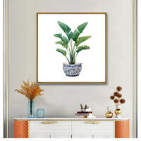 Potted Banana Leaf Framed Canvas