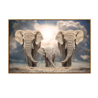 Elephant Family Framed Canvas