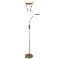 Reed LED Mother & Child Floor Lamp Antique Brass