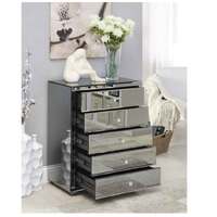 Vegas Smoke Mirrored Tallboy 5 Drawer