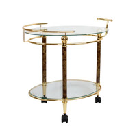 Gold Oval Burl Drinks Trolley