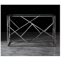 LEO Console Table Stainless Steel and Tempered Glass