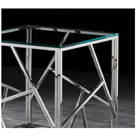 LEO Side Table Stainless Steel and Tempered Glass