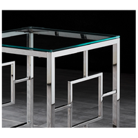 Jordan Side Table Stainless Steel and Tempered Glass