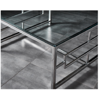 JORDAN Coffee Table Stainless Steel and Tempered Glass