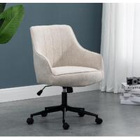 Stella Beige Lined Linen Fabric Upholstered Office Chair