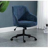 Stella Navy Blue Lined Linen Fabric Upholstered Office Chair