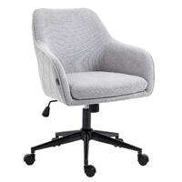 Teddy Light Grey Linen Fabric Upholstered Office Chair