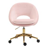 Octavia Pale Pink Velvet Fabric Office Chair
