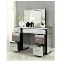 Rio Mirrored Dressing Table Console 7 Drawer With Bar Handles