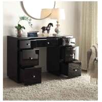 Rio Crystal Black Glass Dressing Table 7 Drawer
