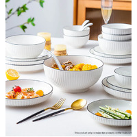 White Japanese Style Ceramic Dinnerware Set of 5