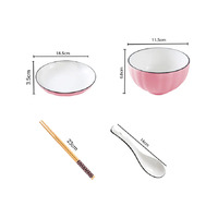 Pink Ceramic Dinnerware Set of 4