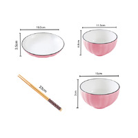Pink Ceramic Dinnerware Set of 12