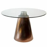 Benton Round Glass Dining Table with Copper Base