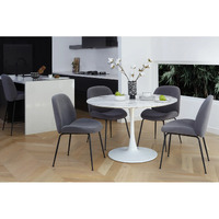 Elly Marble Effect Round Dining Sevella White