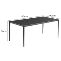 Quay Ceramic Outdoor Dining Table 180cm, Grey Stone