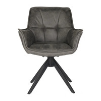 Beaumont Ultrasuede Fabric Swivel Dining Chair, Grey Set of 2