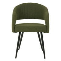 Set of 2 Isa Boucle Fabric Carver Dining Chair, Olive